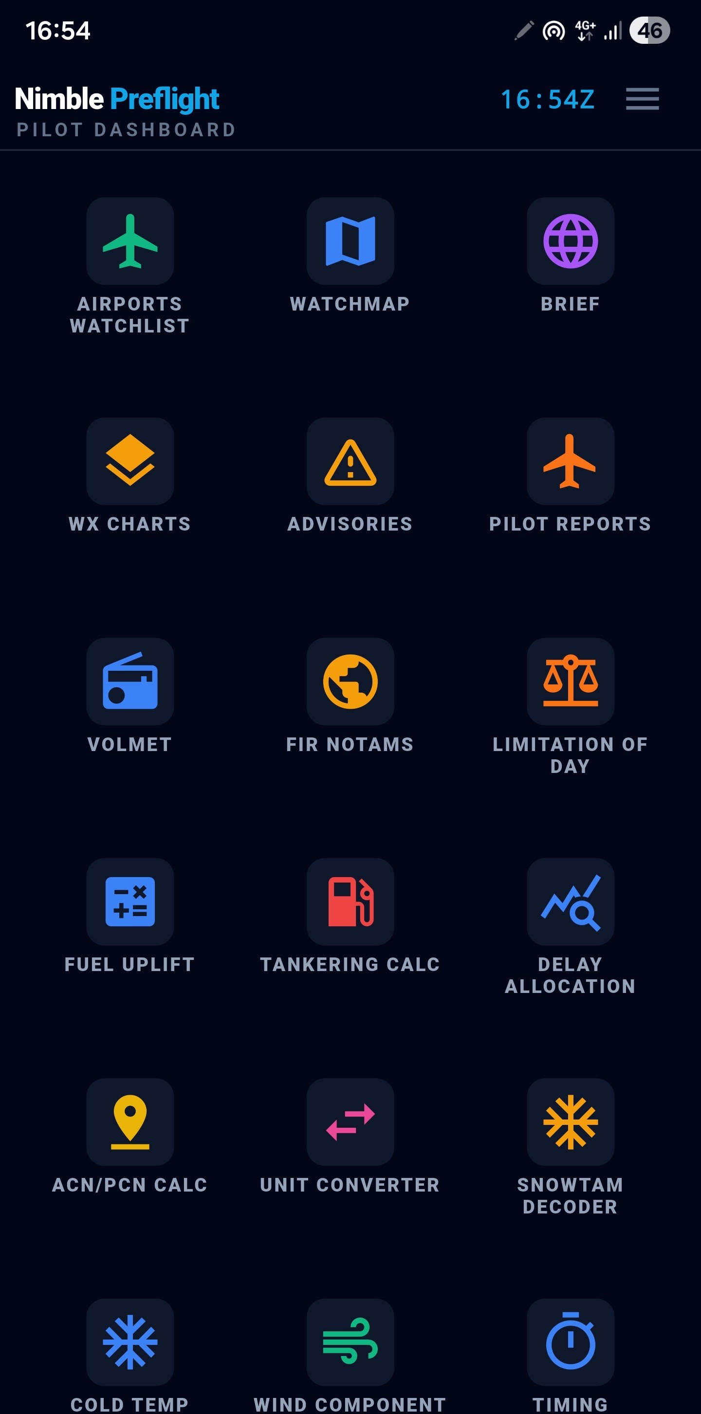Nimble Preflight Pilot Dashboard showing the tool grid