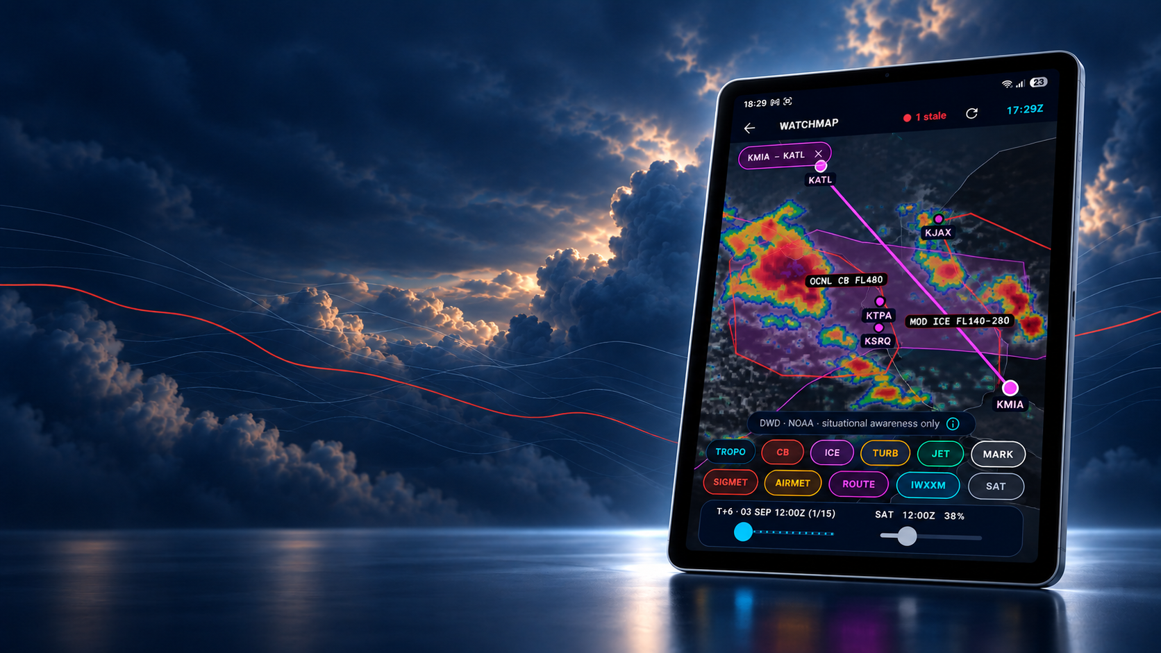 Nimble Preflight Watchmap shown against a structured atmospheric scene